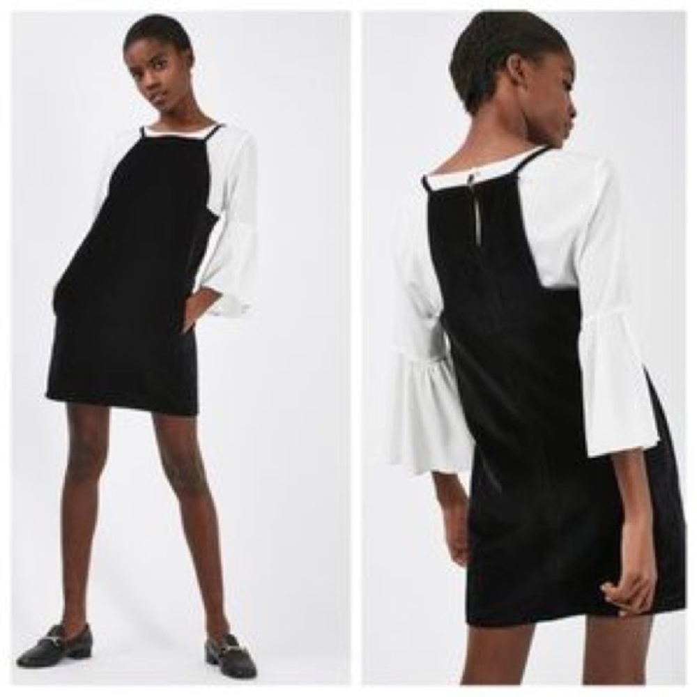 Topshop velvet overall dress